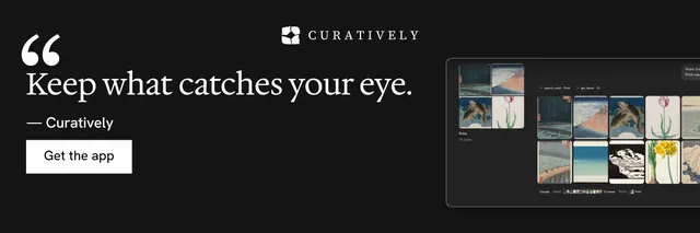 X header for Curatively: "Point your AI at a vault." Swiss style, quote layout, dark palette in black, grey.