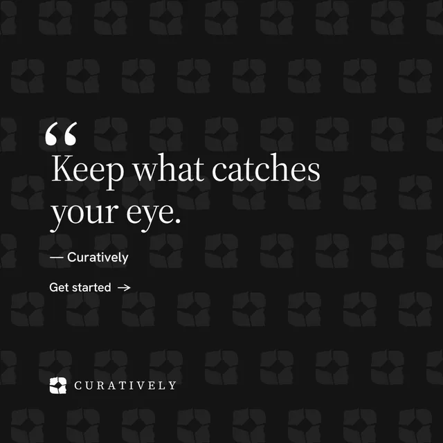 Instagram post for Curatively: "Find it by colour." Minimal luxury style, quote layout, dark palette in black.