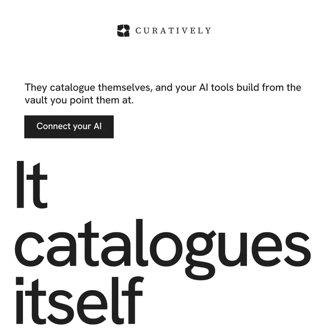 Instagram post for Curatively: "Private until you choose." Swiss style, oversized layout, light palette in white, grey, black.