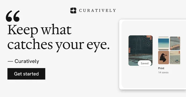 Social ad for Curatively: "Then build from it." Swiss style, quote layout, light palette in white, grey.