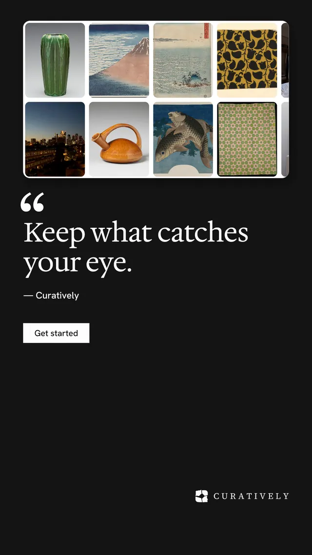 Instagram story for Curatively: "All of it, in one grid." Swiss style, quote layout, dark palette in black, grey.