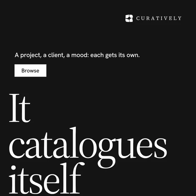 Instagram post for Curatively: "Point your AI at a vault." Split block style, oversized layout, dark palette in black, grey.