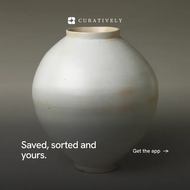 Instagram post for Curatively: "Saved, sorted and yours." Minimal luxury style, image led layout, dark palette in grey, black.