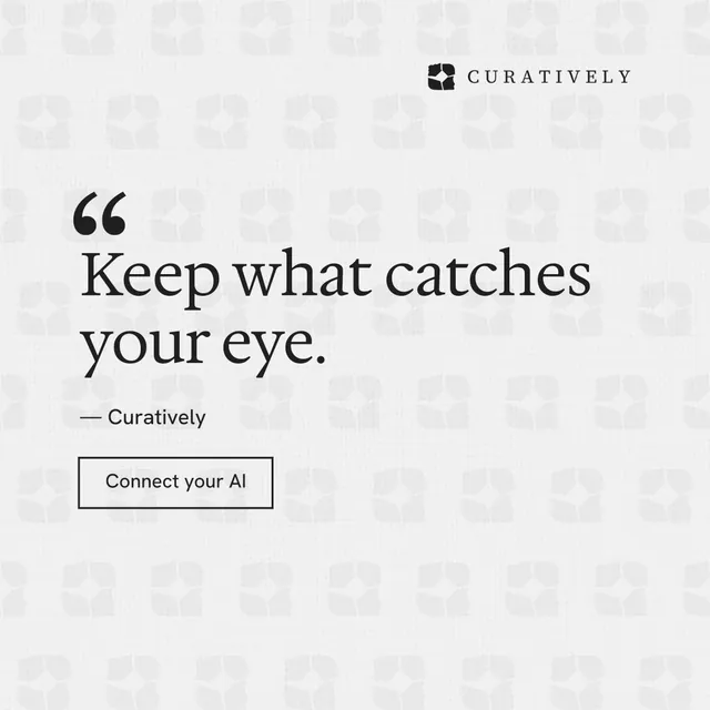 Instagram post for Curatively: "All of it, in one grid." Editorial style, quote layout, light palette in white.