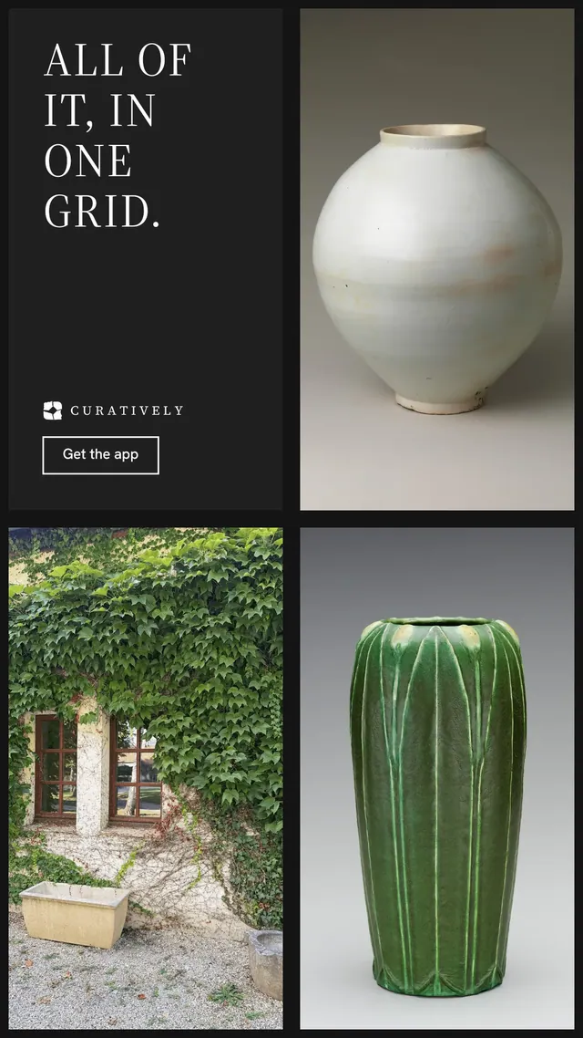 Instagram story for Curatively: "All of it, in one grid." Editorial style, collage layout, dark palette in black, grey.