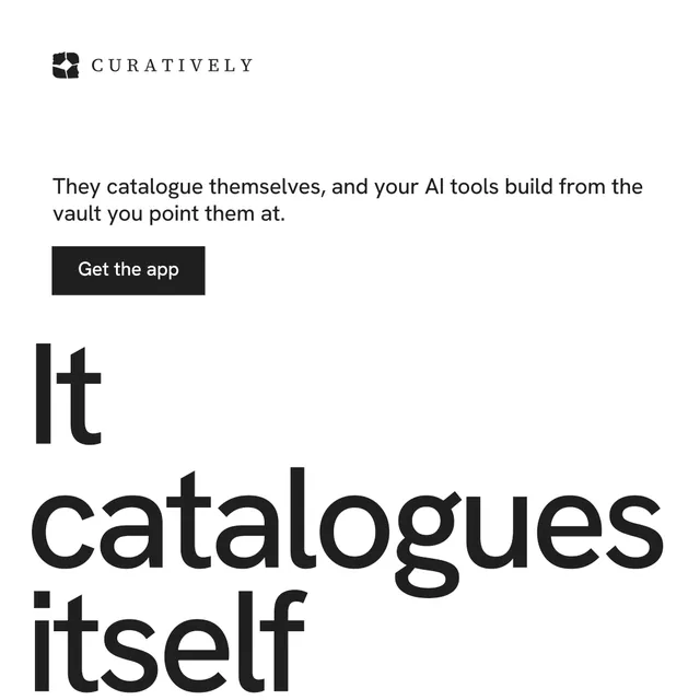 Instagram post for Curatively: "Private until you choose." Swiss style, oversized layout, light palette in white, black, grey.
