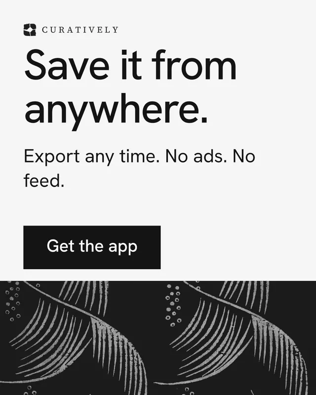 Instagram portrait post for Curatively: "Save it from anywhere." Swiss style, skeleton layout, light palette in white, black, grey.