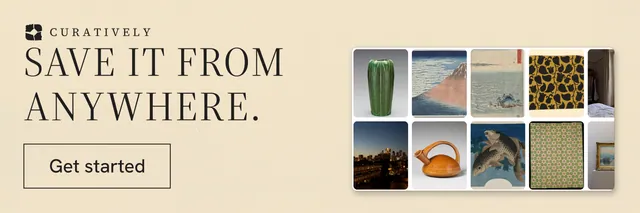 X header for Curatively: "Save it from anywhere." Editorial style, skeleton layout, light palette in orange, grey.