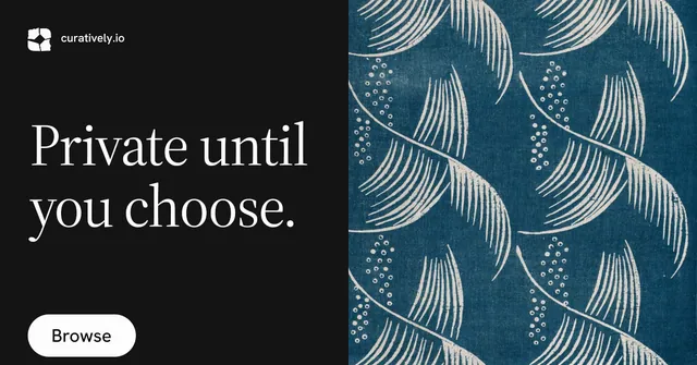 Social ad for Curatively: "Private until you choose." Photo poster style, bottom layout, dark palette in black, blue, grey.