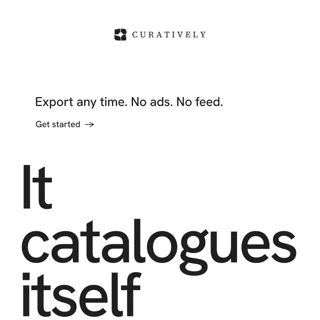 Instagram post for Curatively: "All of it, in one grid." Minimal luxury style, oversized layout, light palette in white.