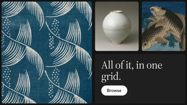 Landscape graphic for Curatively: "All of it, in one grid." Photo poster style, collage layout, dark palette in black, blue, grey.