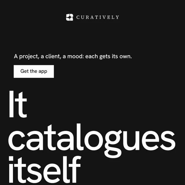 Instagram post for Curatively: "Point your AI at a vault." Split block style, oversized layout, dark palette in black, white, grey.