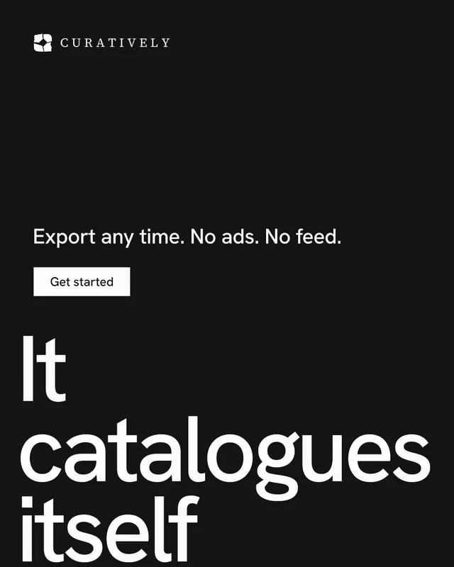 Instagram portrait post for Curatively: "All of it, in one grid." Split block style, oversized layout, dark palette in black.