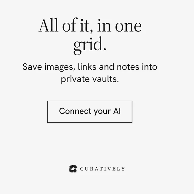 Instagram post for Curatively: "All of it, in one grid." Editorial style, skeleton layout, light palette in white.