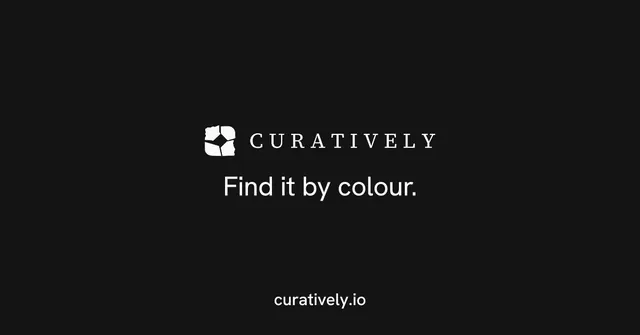 Social ad for Curatively: "Find it by colour." Split block style, end card layout, dark palette in black.