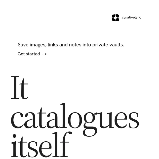 Instagram post for Curatively: "Then build from it." Minimal luxury style, oversized layout, light palette in white.