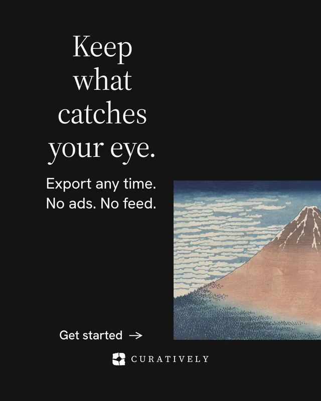 Instagram portrait post for Curatively: "Keep what catches your eye." Minimal luxury style, skeleton layout, dark palette in black, grey.