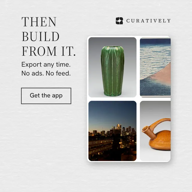 Instagram post for Curatively: "Then build from it." Editorial style, skeleton layout, light palette in white, grey.