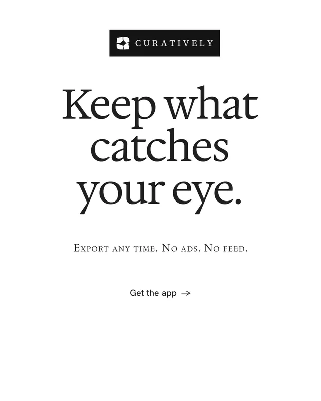 Instagram portrait post for Curatively: "Keep what catches your eye." Minimal luxury style, smallcaps layout, light palette in white.