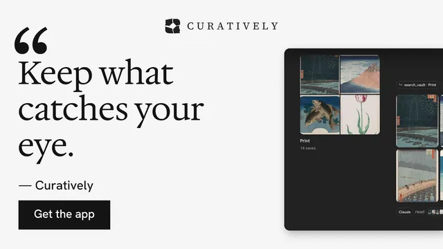 Landscape graphic for Curatively: "Point your AI at a vault." Swiss style, quote layout, light palette in white, black, grey.