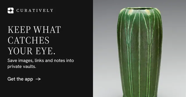 Social ad for Curatively: "Keep what catches your eye." Minimal luxury style, bottom layout, dark palette in black, grey.