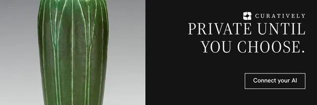 X header for Curatively: "Private until you choose." Editorial style, right layout, dark palette in black, grey.