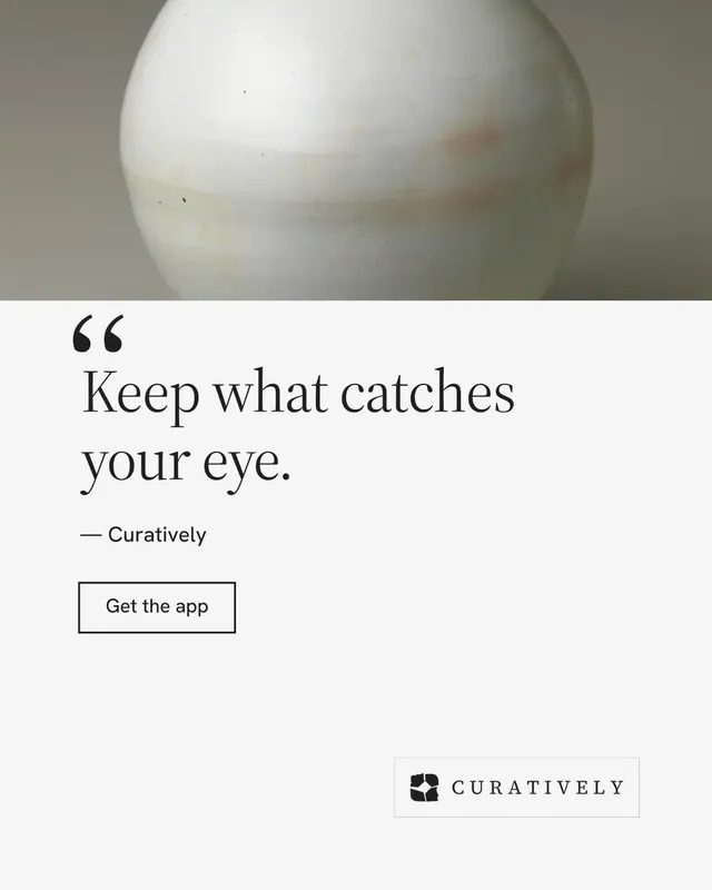 Instagram portrait post for Curatively: "Find it by colour." Editorial style, quote layout, light palette in white, grey.