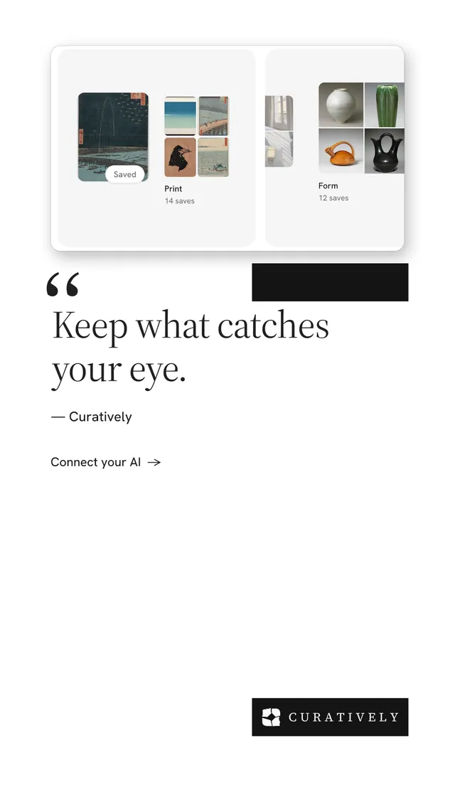 Instagram story for Curatively: "All of it, in one grid." Minimal luxury style, quote layout, light palette in white, grey.
