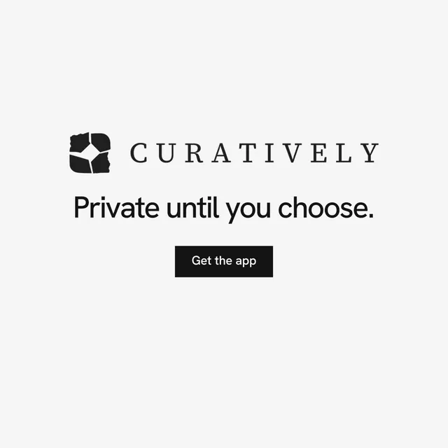 Instagram post for Curatively: "Private until you choose." Swiss style, logo hero layout, light palette in white.