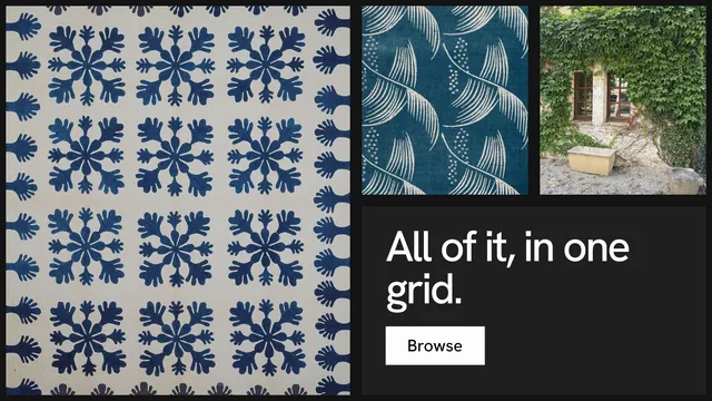 Landscape graphic for Curatively: "All of it, in one grid." Swiss style, collage layout, dark palette in black, blue, grey.