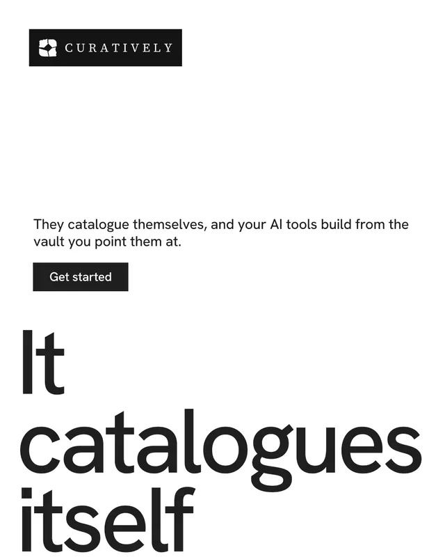 Instagram portrait post for Curatively: "Private until you choose." Swiss style, oversized layout, light palette in white.