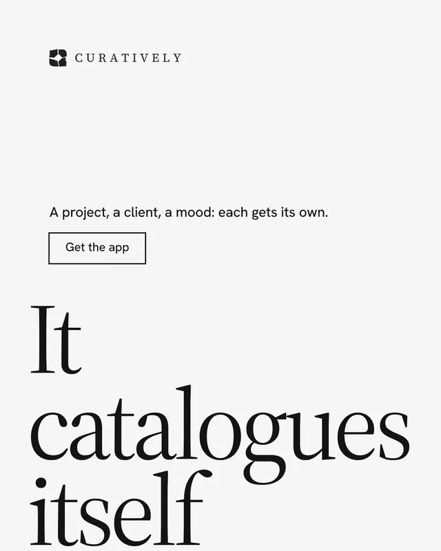 Instagram portrait post for Curatively: "Point your AI at a vault." Editorial style, oversized layout, light palette in white, grey.