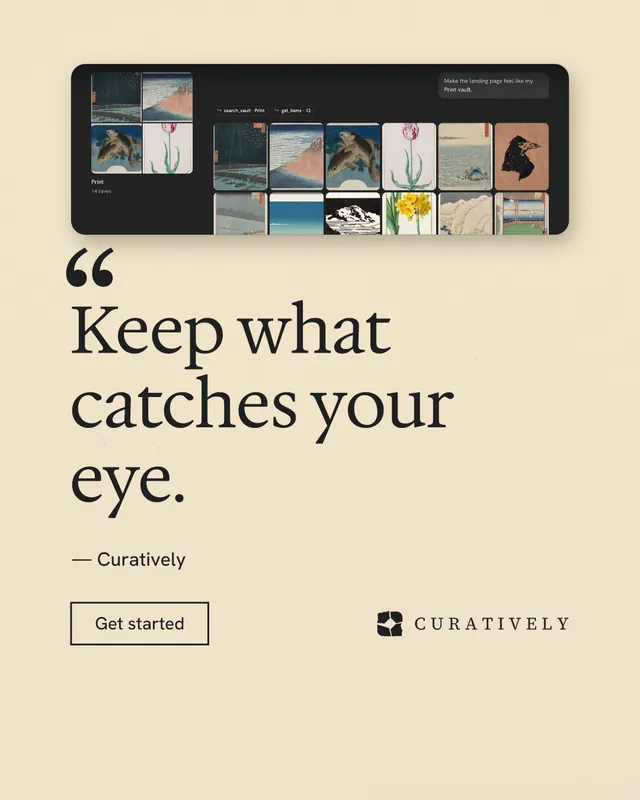 Instagram portrait post for Curatively: "Then build from it." Editorial style, quote layout, light palette in orange, grey.