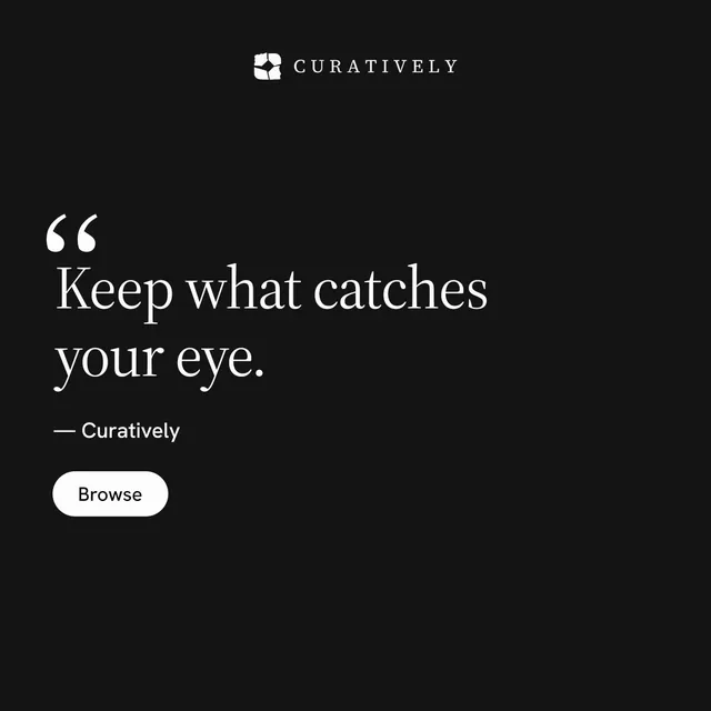 Instagram post for Curatively: "Save it from anywhere." Photo poster style, quote layout, dark palette in black.