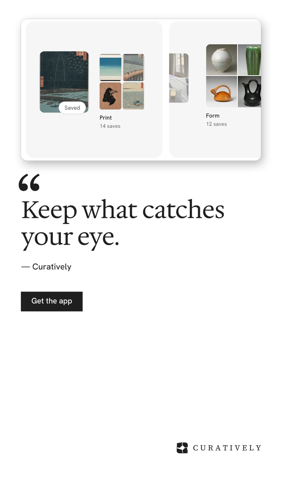 Instagram story for Curatively: "Point your AI at a vault." Swiss style, quote layout, light palette in white, grey.