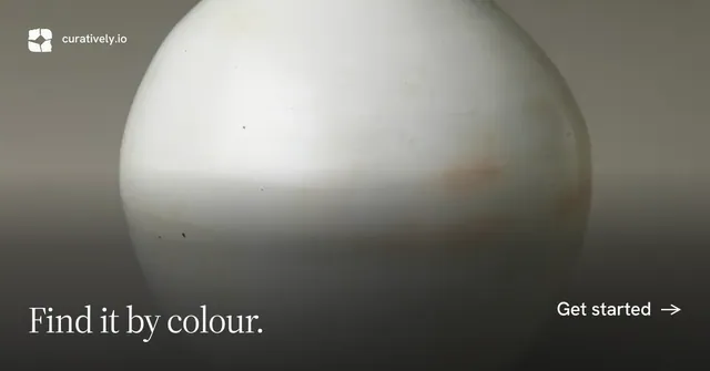 Social ad for Curatively: "Find it by colour." Editorial style, image led layout, light palette in grey, black, white.