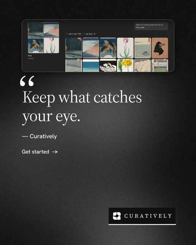 Instagram portrait post for Curatively: "All of it, in one grid." Minimal luxury style, quote layout, dark palette in black, grey.