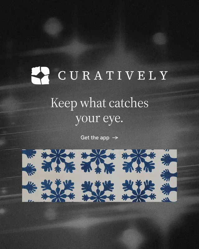 Instagram portrait post for Curatively: "Keep what catches your eye." Minimal luxury style, logo hero layout, dark palette in grey, black.