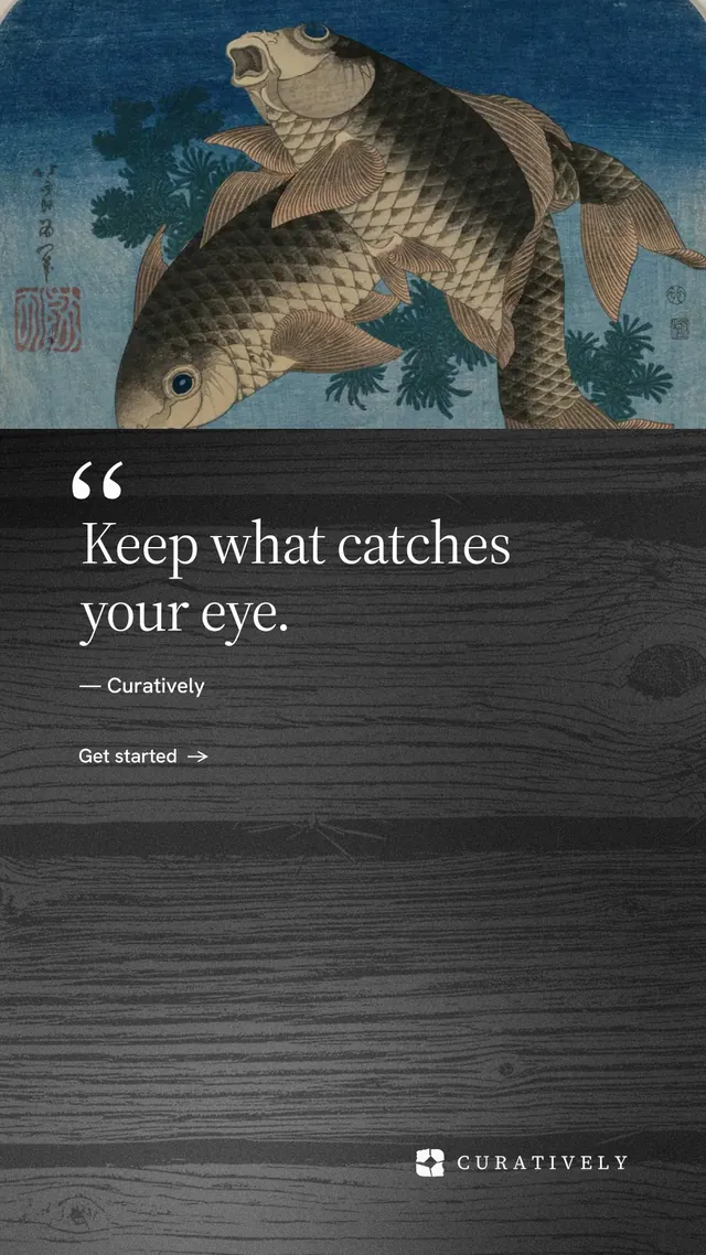 Instagram story for Curatively: "Save it from anywhere." Minimal luxury style, quote layout, dark palette in black, grey.