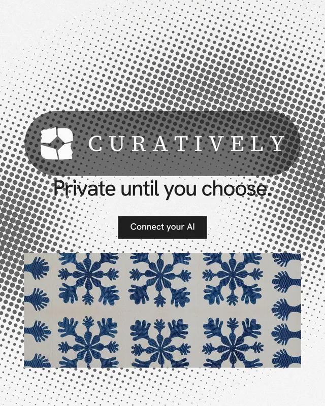Instagram portrait post for Curatively: "Private until you choose." Swiss style, logo hero layout, light palette in grey, white.