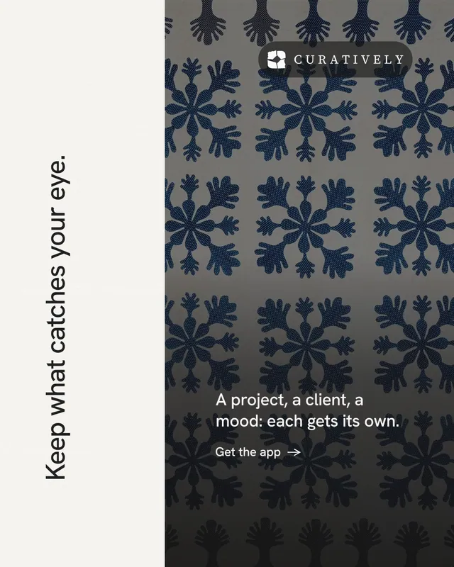 Instagram portrait post for Curatively: "Keep what catches your eye." Minimal luxury style, vertical layout, light palette in white, black, grey.