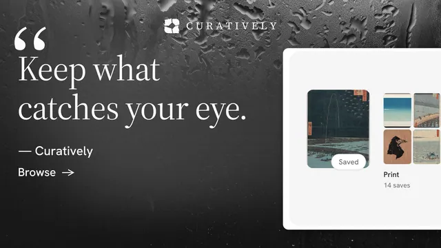 Landscape graphic for Curatively: "All of it, in one grid." Minimal luxury style, quote layout, dark palette in black, grey, white.