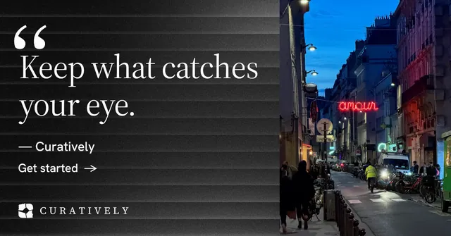 Social ad for Curatively: "Point your AI at a vault." Minimal luxury style, quote layout, dark palette in black, grey, blue.