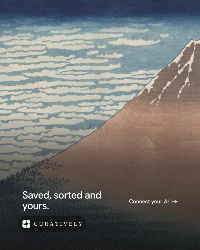 Instagram portrait post for Curatively: "Saved, sorted and yours." Minimal luxury style, image led layout, light palette in black, grey.