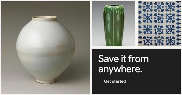 Social ad for Curatively: "Save it from anywhere." Swiss style, collage layout, light palette in grey, black, white.