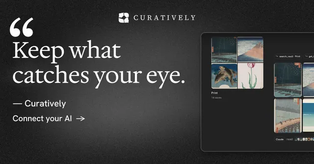 Social ad for Curatively: "It catalogues itself." Minimal luxury style, quote layout, dark palette in black, grey.