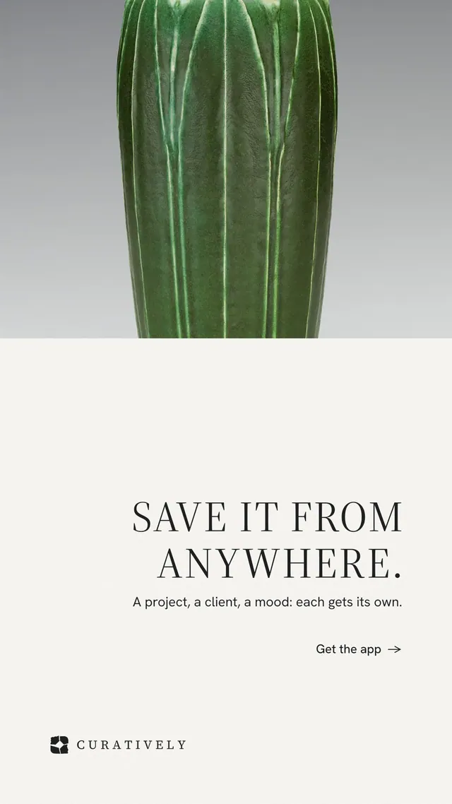 Instagram story for Curatively: "Save it from anywhere." Minimal luxury style, right layout, light palette in white, grey.