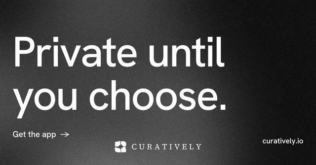 Social ad for Curatively: "Private until you choose." Minimal luxury style, poster layout, dark palette in grey, black.