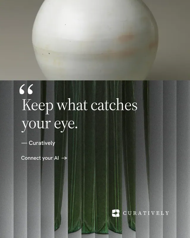 Instagram portrait post for Curatively: "Point your AI at a vault." Minimal luxury style, quote layout, dark palette in black, grey.