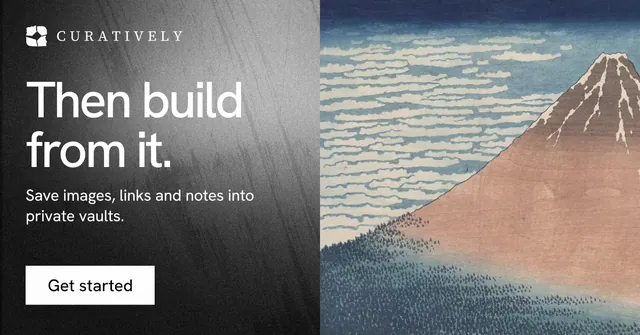 Social ad for Curatively: "Then build from it." Swiss style, bottom layout, light palette in black, grey.